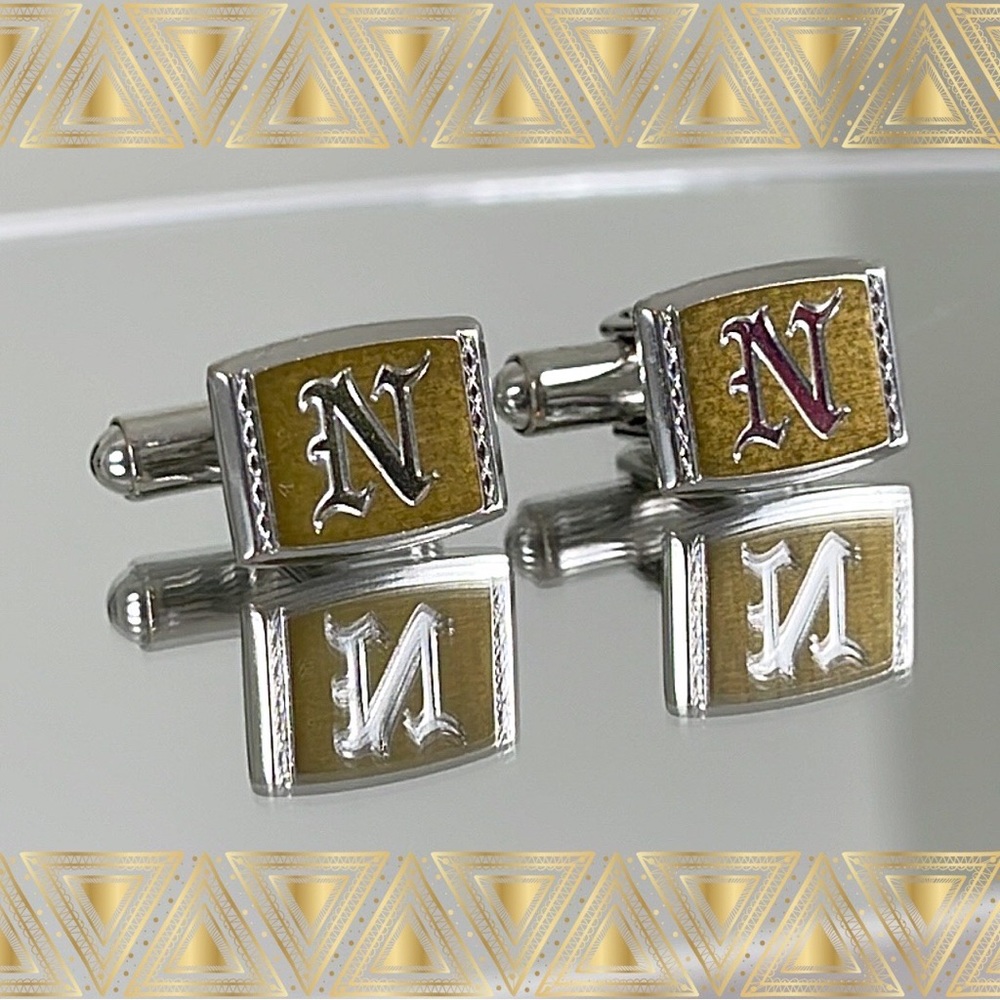 💕Beautiful Vintage 2 Tone Monogram N Hickok Cufflinks💕